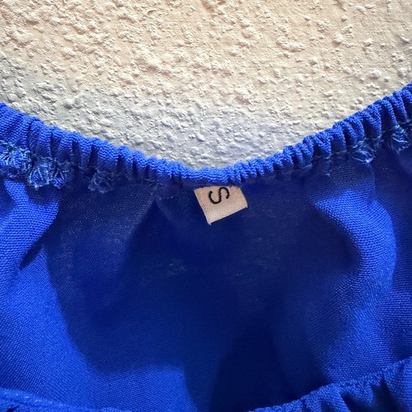 Blue Puff Sleeve Wrap Top - Picture 3 of 5